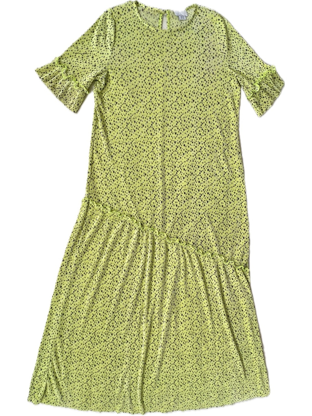 ASOS Design green maxi floral print pleated dress Women’s US 10 EUC